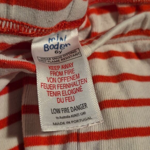 Mini Boden girls size 6 years striped pajama set, play for age white not bright - Picture 7 of 8